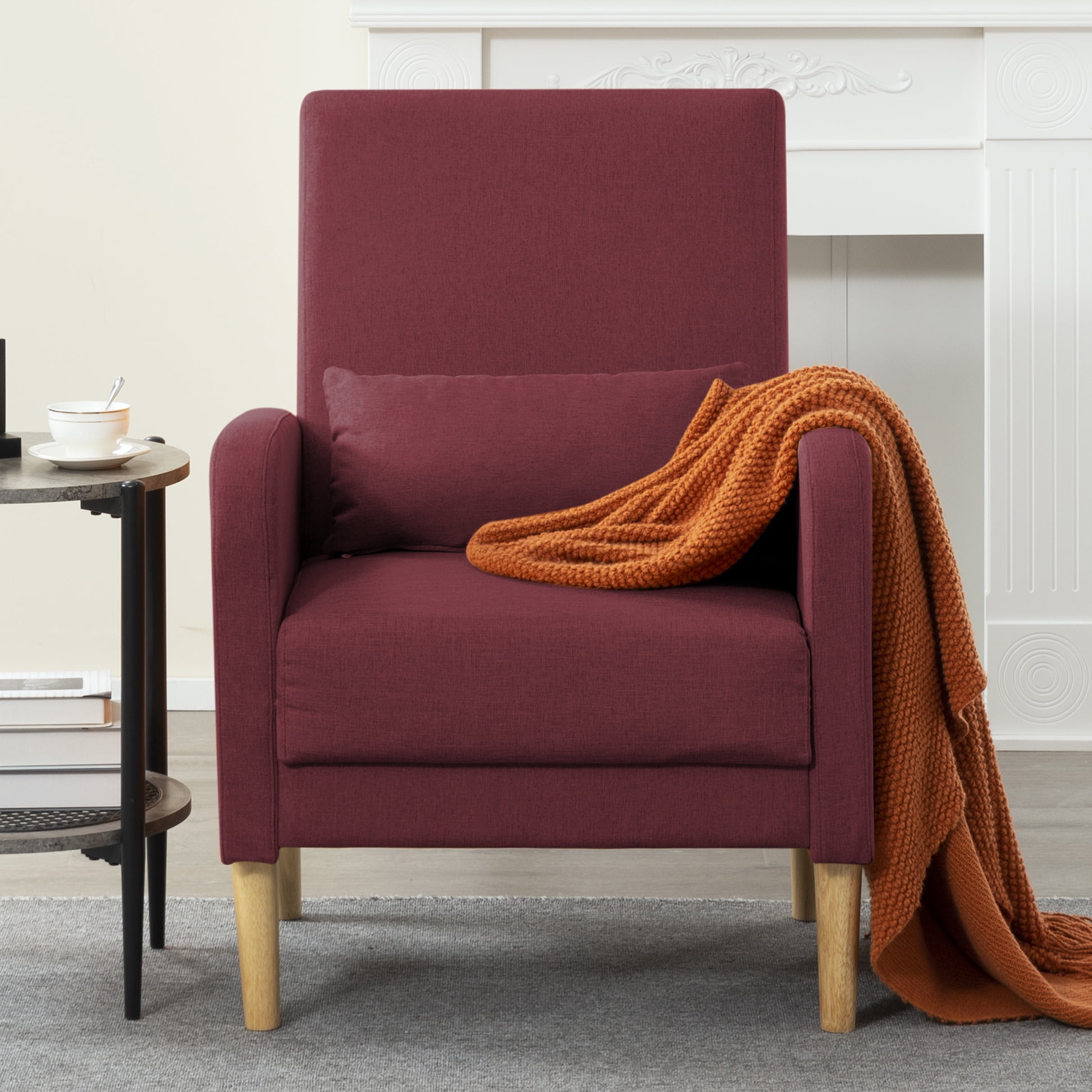BSHTI 26.5” Modern design Style Accent Chair. Easy to Assemble Accent Chair with Storage Side Pocket and Solid Wood Frame for Livingroom