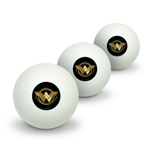 Wonder Woman Movie Golden Lasso Logo Novelty Table Tennis Ping Pong Ball 3 Pack