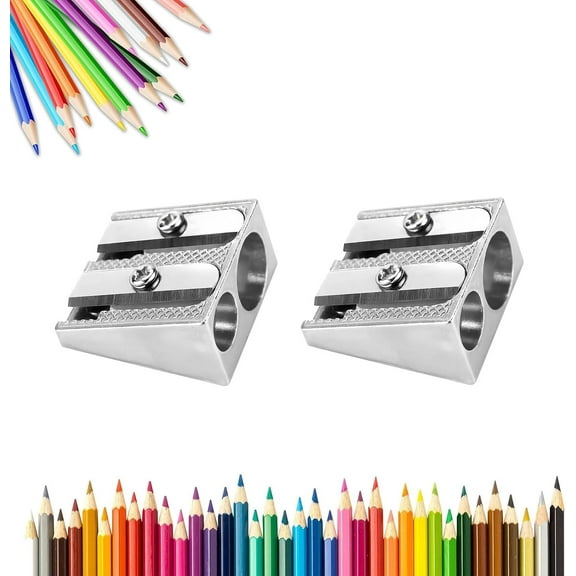 2PCS Magnesium Pencil Sharpener Survival,Metal Pencil Sharpener Magnesium, 2-Hole Pencil Sharpener Magnesium Alloy Wedge Profile, Magnesium Pencil Sharpener