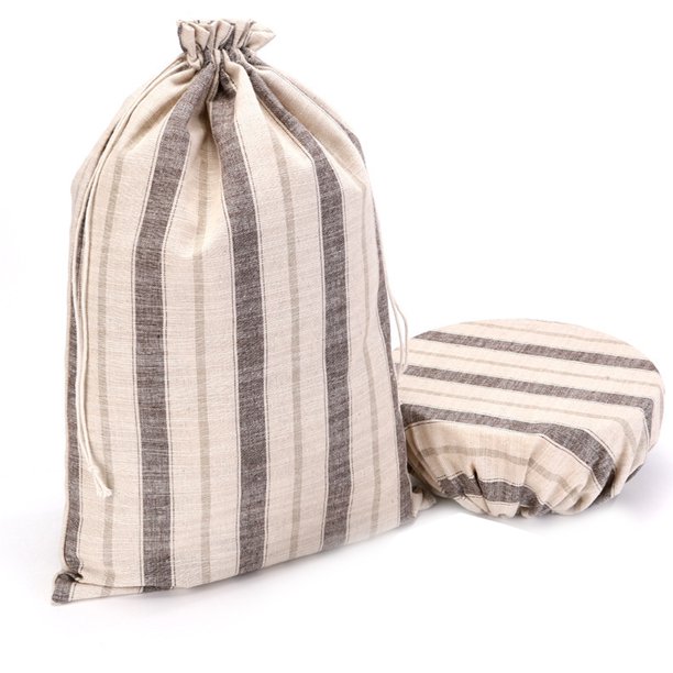 Injueey Bolsas de lino reutilizables caseras con forro de plástico, bolsas de pan salvadoras, bolsas de lino caseras para almacenar pan de Almacenamiento y organización del hogar B 30*40 cm