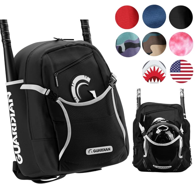 Bolsa de bateo de béisbol Guardian Rookie Youth negro y blanco