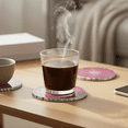 thumbnail image 5 of Modern Home Set of 4 Natural Agate Stone Coasters - Pink w/Silver Edge, 5 of 6