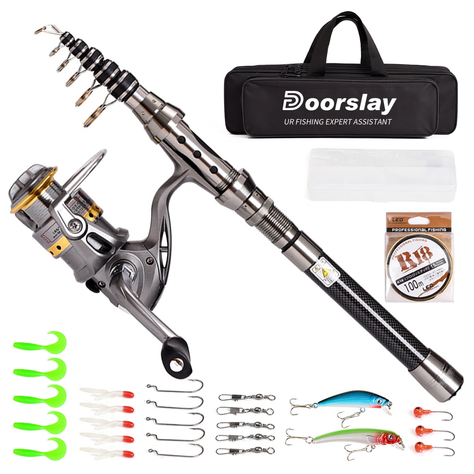 Telescopic Fishing Rod and Reel Combo Full Kit Spinning Fishing Reel Gear Organizer Pole Set