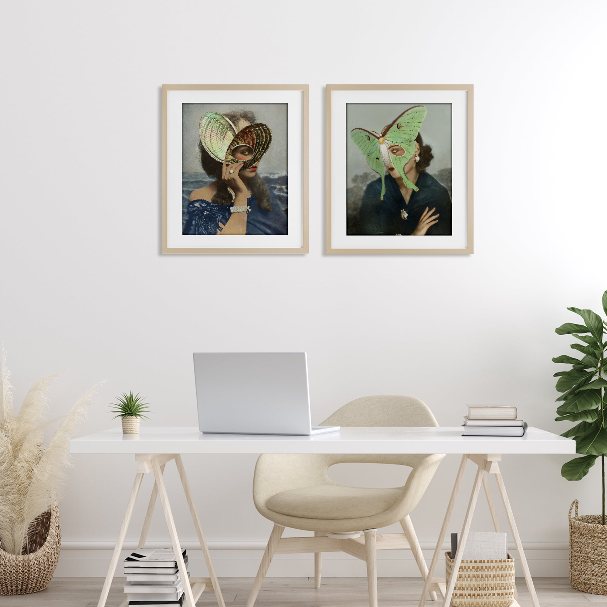 Stupell Industries Naturalist Women Portraits 2 Piece Birch Framed Print Under Glass Set, design by Victoria Barnes