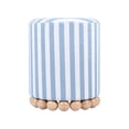 thumbnail image 3 of Otomana Tov Furniture Dex redonda de lino azul pastel a rayas, 3 of 7