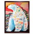 thumbnail image 1 of Polar Bear With Mosaic Pattern Folk Art Art Print Framed Poster Wall Decor 12x16 inch, 1 of 5