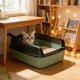 thumbnail image 4 of Caja de arena semicerrada para gatos con tapa de entrada superior, lados altos, control de olores, caja de arena cubierta con filtro de cuchara para control de olores, caja de arena de plástico para g, 4 of 6