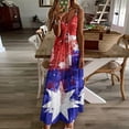 thumbnail image 2 of pimelu Dresses for Women Wedding Guest Dresses for Women Independence Day Loose Spaghetti Strap Patriotic Maxi Dresses Summer Trendy Star Print Sleeveless V-Neck Women Long Sundress, 2 of 5
