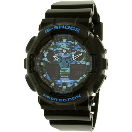 G-shock Stopwatch - Casio G-Shock Black and Blue Ana-Digi Sports Watch GA100CB-1A