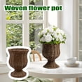 thumbnail image 5 of Decorr 9.84"Brown Goblet Woven Planter Urn Shape, Decorative Rattan-Style Urn Flower Pot, Rustic Farmhouse Tabletop Decor for Indoor Outdoor Use, 5 of 7