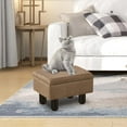 thumbnail image 3 of IVV Storage Ottoman, Small Linen Fabric Foot Rest with Padded Seat & Sturdy Wood Legs for Living Room, Bedroom, Couch, Entryway (Brown), 3 of 6