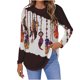 thumbnail image 1 of Camiseta de moda sexy informal para mujer, blusa estampada de manga larga con cuello redondo y fruncido Pompotops FGAJ7239, 1 of 5
