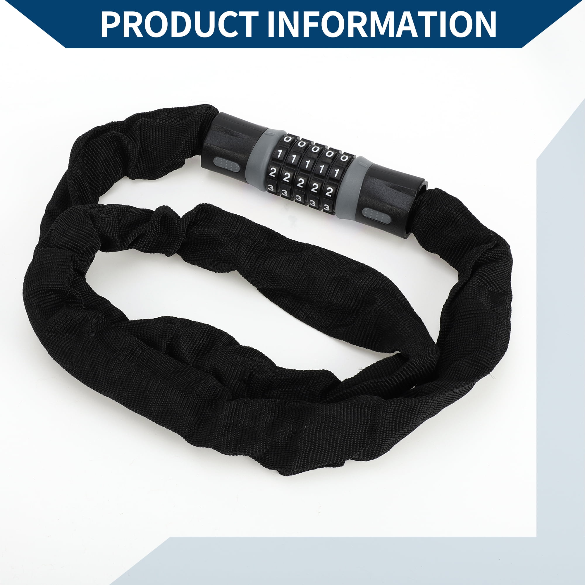 Unique Bargains Bike Lock Security Chain Combination Lock Padlock Resettable 5 Digit Bike Lock 1 Pc Black Gray 1 Pc