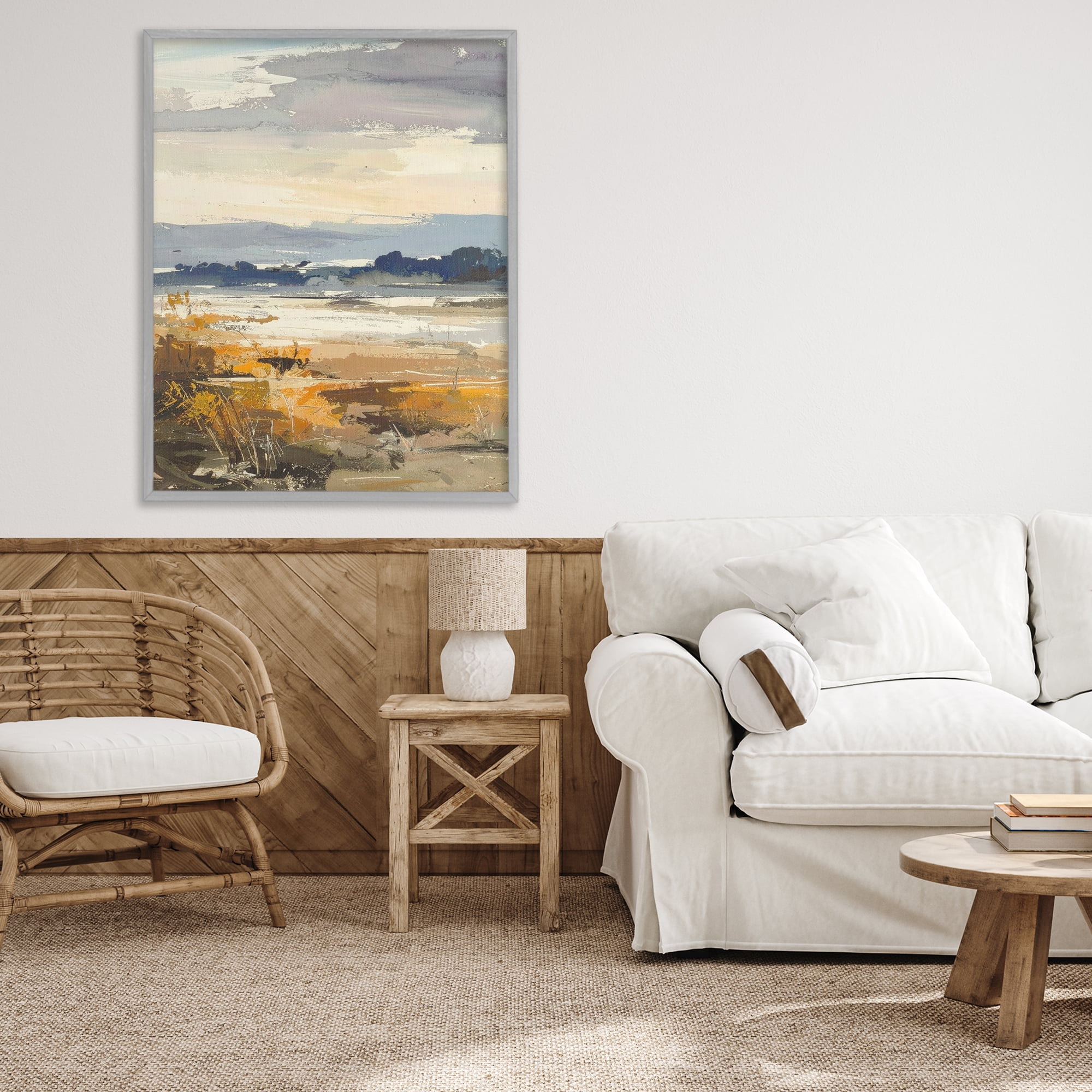 Stupell Industries Distant Horizon Abstract Gray Framed Giclee Art, design by Alonza Saunders