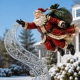 thumbnail image 4 of Christmas Flying Santa Garden Stake, Outdoor Holiday Lawn Decor, Metal Snowflake Swirl Yard Decoration For Winter Holiday And Front Yard, 4 of 7