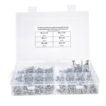 

240Pcs SelfDrilling Screw Cross Pan 410 Stainless Steel Industrial Fastener Hardware #8