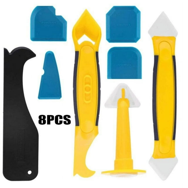 Silicone Caulking Tools Caulking Nozzle Scraper Set Silicone Joint Smoothers for Bathroom Kitchen 8 Pieces