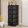 thumbnail image 6 of Narrow 5 Drawer Storage Tower Slim Dresser with Industrial Wood Top Modern Minimalist Chest for Small Spaces Apartments Studio Side Table Nightstand Entryway Organizer Black, 6 of 10