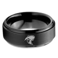 thumbnail image 2 of Tungsten Cowboy Cowboys Bandit Banditry Band Ring 8mm Men Women Comfort Fit Black Step Bevel Edge Brushed Polished, 2 of 4