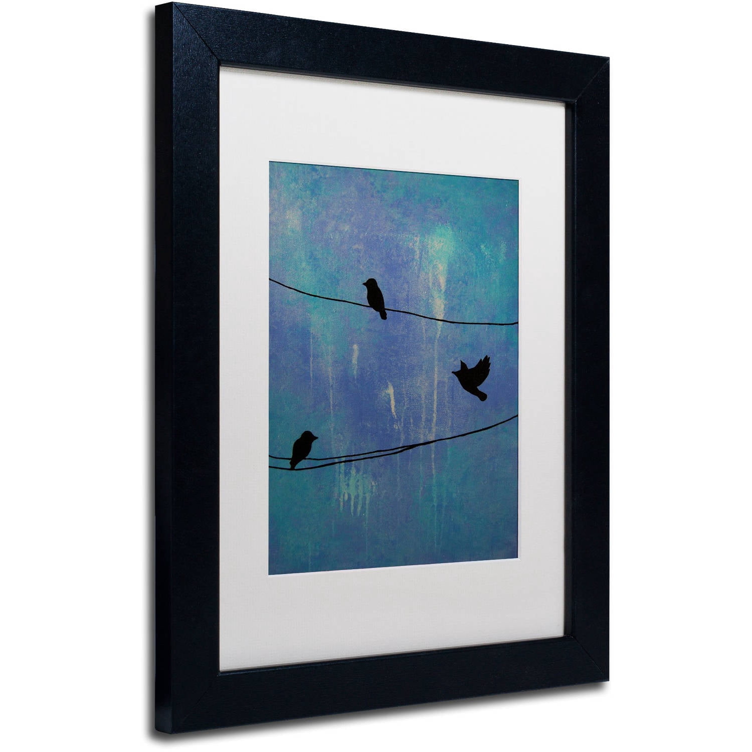 Trademark Fine Art "Birds Arrival" Canvas Art by Nicole Dietz White Matte, Black Frame