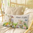 thumbnail image 4 of Easter Pillow Covers, Linen Long Throw Pillow Case, Farmhouse Flowers Wreath Sheep Rabbits Duck Eggs Holiday Pillow Protector Decorative Cushion Cover for Living Room/Bedroom 16" x 24", 4 of 8
