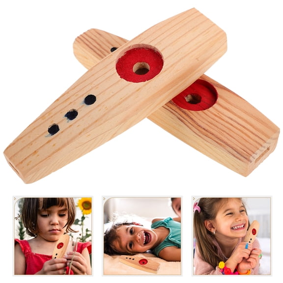 BESTYASH 2Pcs Kazoo for Kids Assorted Color Wood Beginner Friendly Music Education