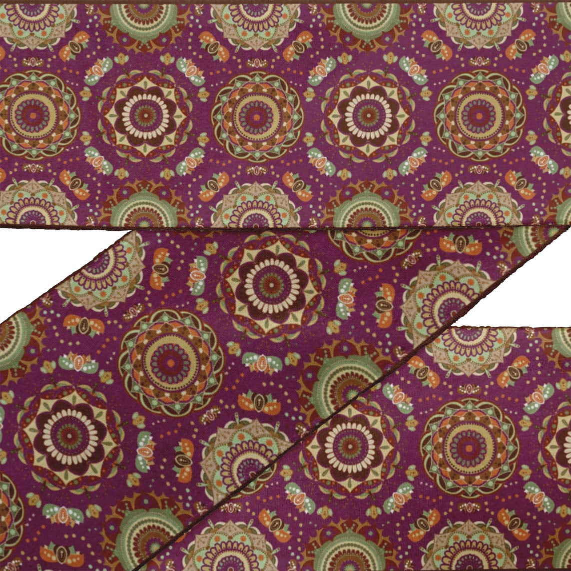 IBA Indianbeautifulart Pink Mandala Kaleidoscope Velvet&nbsp;Trim&nbsp;Fabric Sewing Fabric Lace Dressmaking Printed Sewing Lace 9 Yards 3 Inches