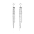 thumbnail image 2 of Eosunjian 1 Pair Dangle Earrings Boho Style Long Tassel Exaggerated Temperament Geometric Decorative Gift Women Shiny Faux Crystal Stud Earrings Party Jewelry for Banquet Silver, 2 of 13