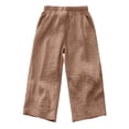 thumbnail image 4 of Krdevn Kids' Solid Color Cotton Gauze Pants, Elastic Waist Loose Wide Leg Summer Pants,Coffee, 4 of 6