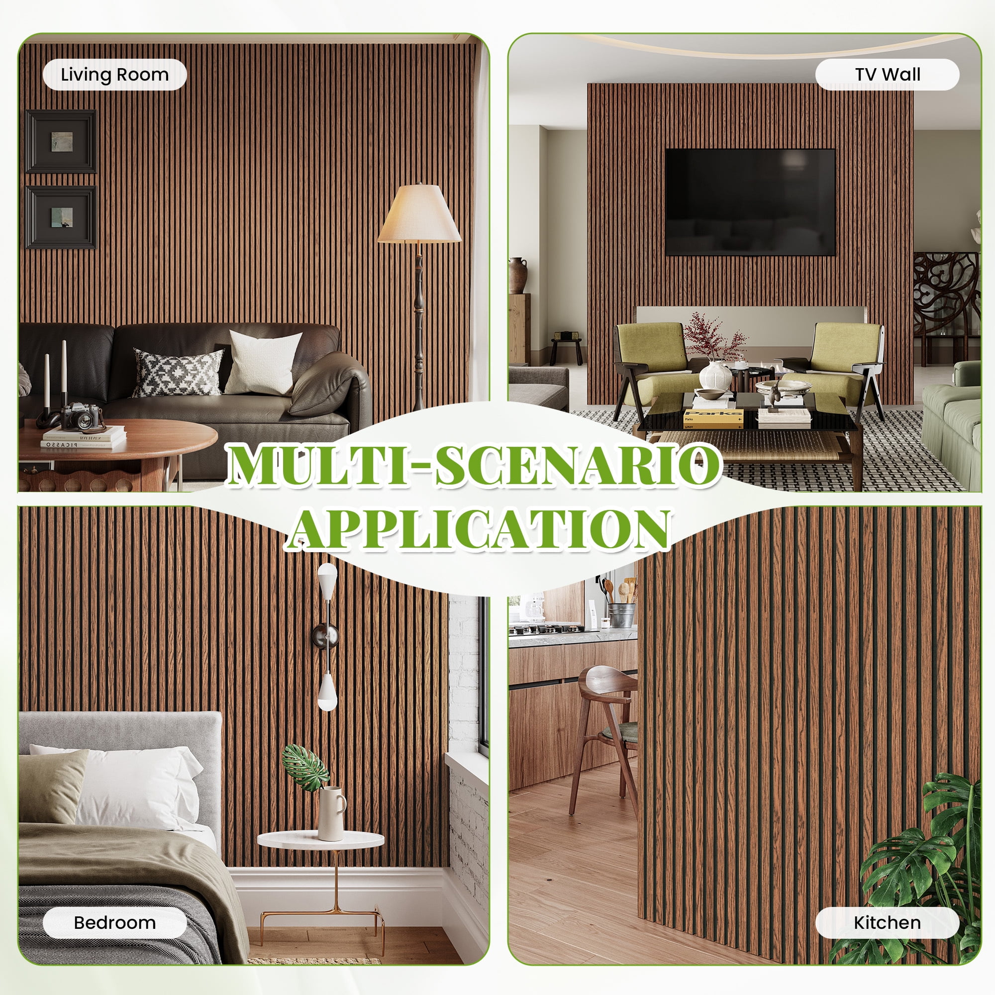 Easy4Home 2Pcs 94.5"x23.6" Wood Slat Acoustic Wall Panels, 3D Fluted Soundproof Decorative Panels for Interior Walls, Classic Brown