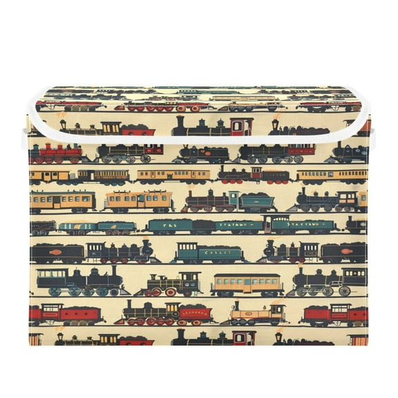 Storage Box With Lid 16.5x12.6x11.8In Foldable Stacked Household Storage BoxMulticolor Train
