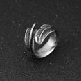 thumbnail image 2 of Anillo de plumas para hombre, acero titanio banda joyería hombres inoxidable Anillos apertura punk dedo Vintage Pluma EOTVIA  No, 2 of 6