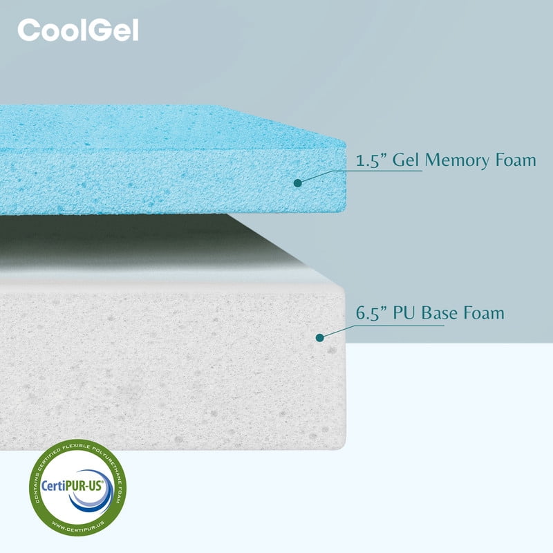 Cool Gel Luxe 8" Twin-XL Medium Tight Top Gel Memory Foam Mattress, with Antimicrobial Cover
