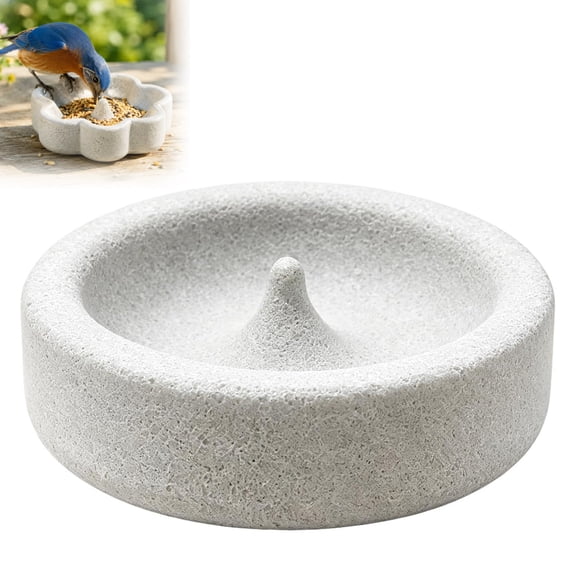 Pumice Stone Bird Feeder Bowl, Bird Cage Food & Water Dish with Natural Grinding Surface, Stable Parrot Feeder for Cockatiel Conure Parakeet Lovebird Finch Small Birds