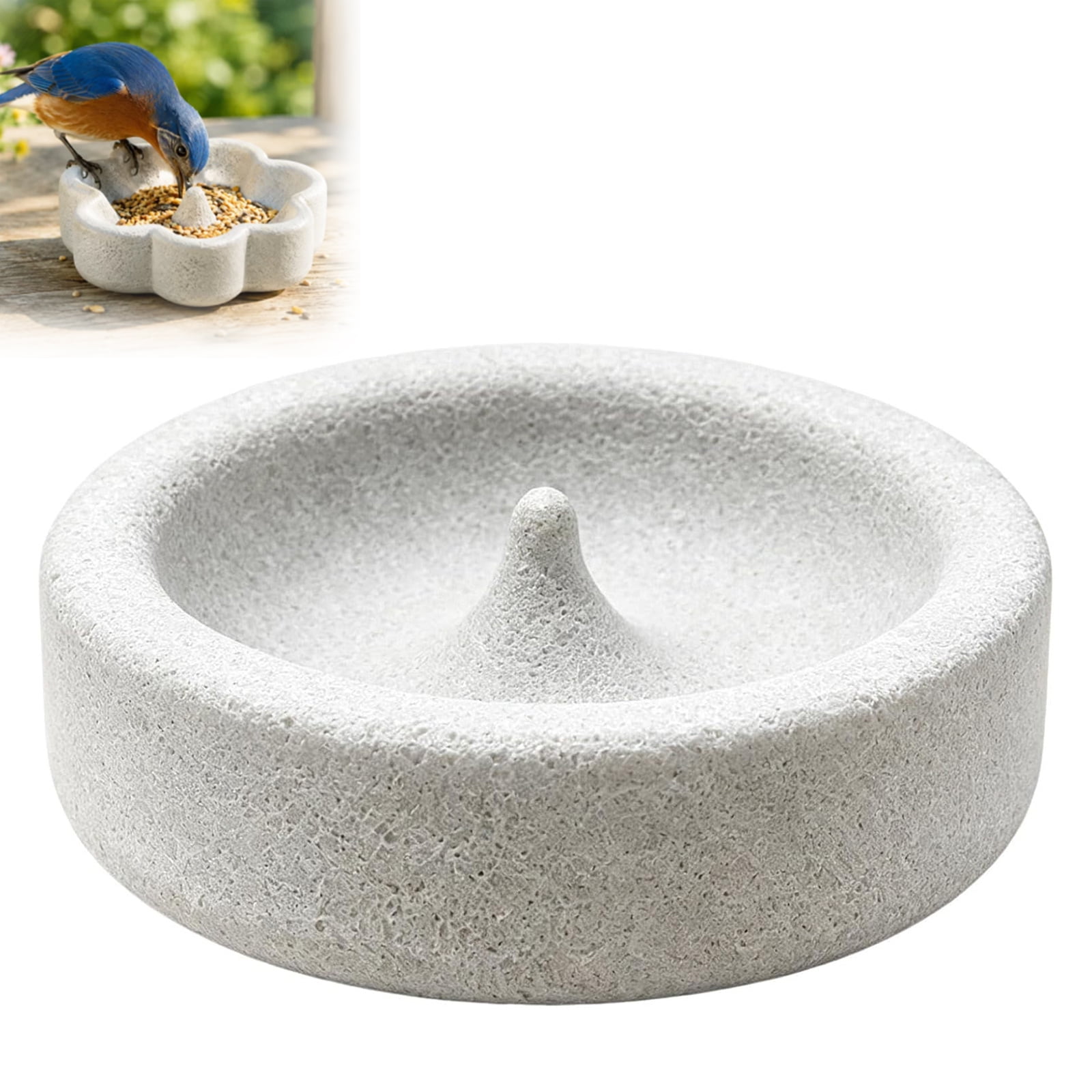 Pumice Stone Bird Feeder Bowl, Bird Cage Food & Water Dish with Natural Grinding Surface, Stable Parrot Feeder for Cockatiel Conure Parakeet Lovebird Finch Small Birds