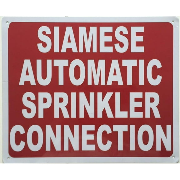 Siamese Automatic Sprinkler Connection Sign (RED, Reflective, Aluminum 10x12 -Rust Free) (ref-2201)