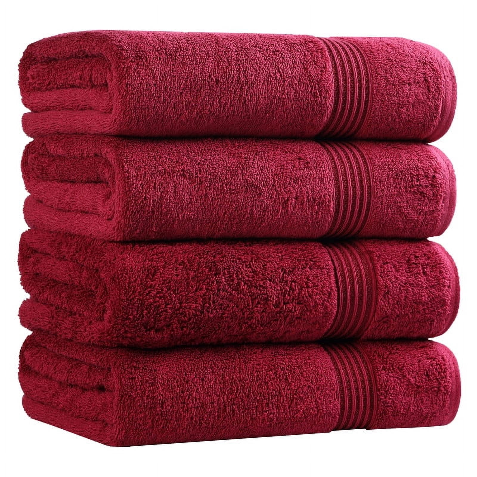 Superior Egyptian Cotton Absorbent Burgundy Bath Towel Set of 4