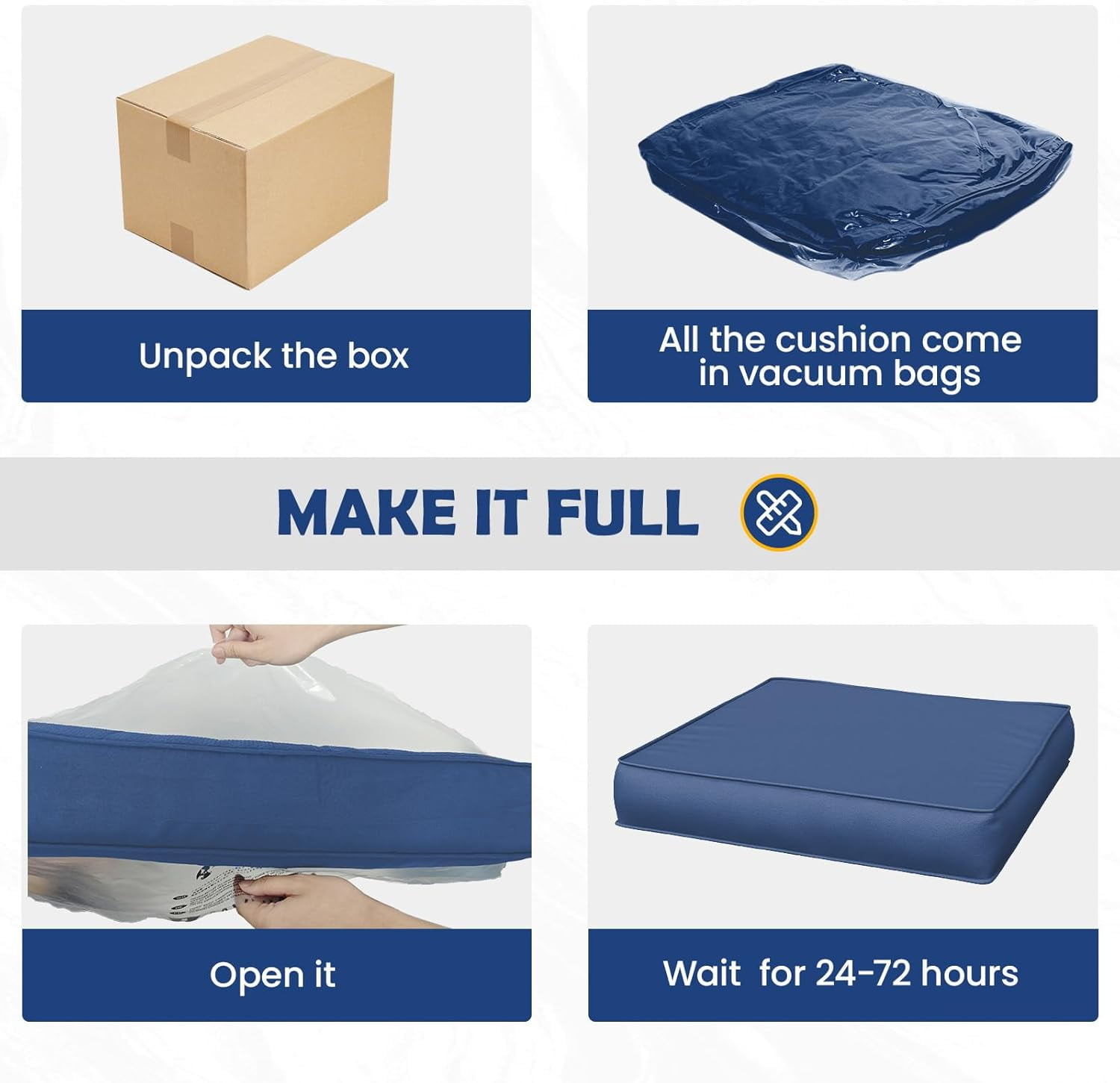 MRUAKA Outdoor Cushions for Patio Furniture, 4'' Replacement Cushions for Outdoor Furniture, Set of 4 Water-Resistant Outdoor Sectional Cushions for Sofa Couch Chair (Navy)