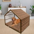 thumbnail image 2 of Colorful Pet House, Abstract Art Grid Mosaic Geometric Creative Image Triangle Art Print, Outdoor & Indoor Portable Dog Kennel with Pillow and Cover, 5 Sizes, Brown and Marigold, by Ambesonne, 2 of 4