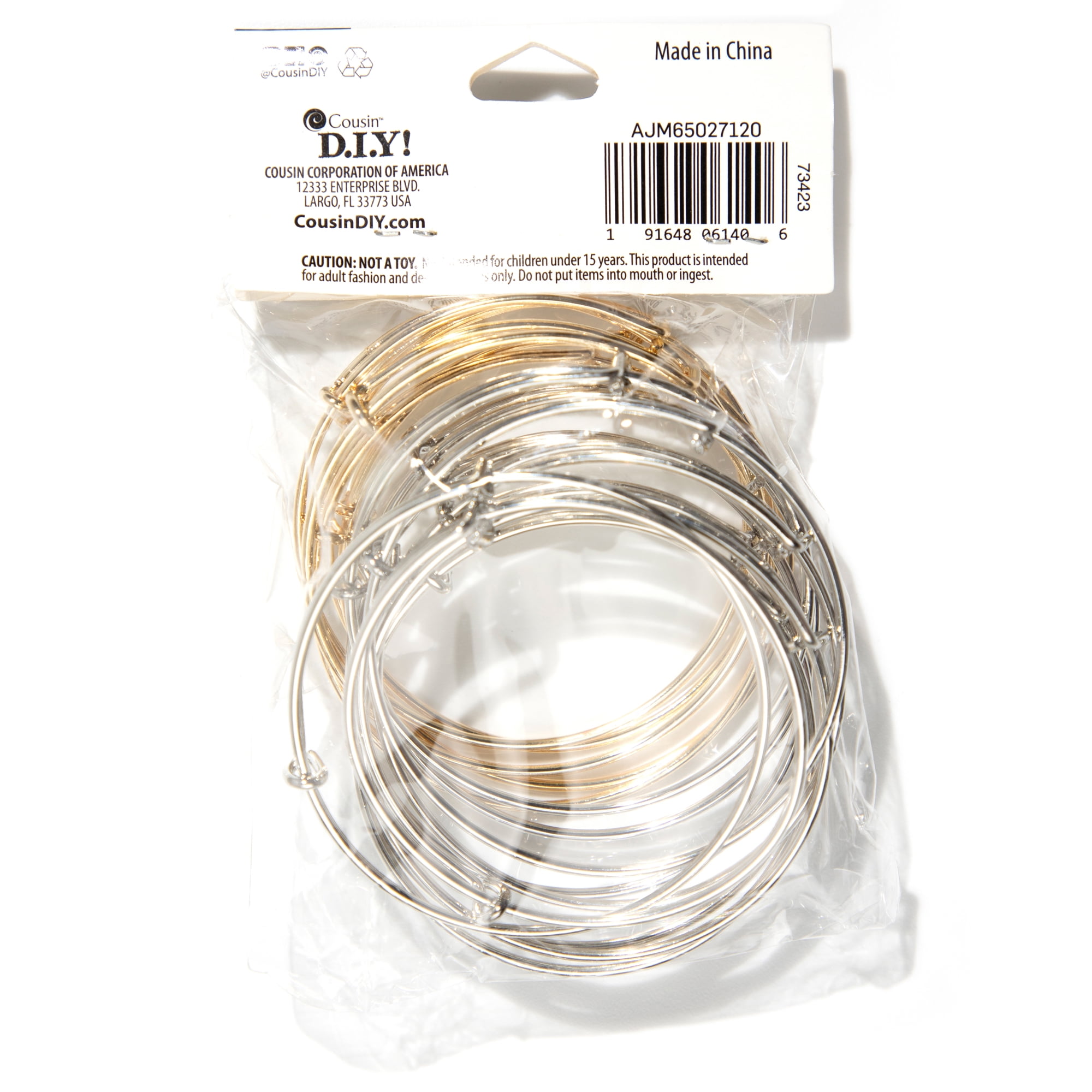 Cousin DIY Adjustable Bangle Bracelet Set, Gold/Silver, Adult, 65027120, 15 Piece, Jewelry Making