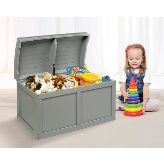 Badger Basket Child's Wooden 25 gal Barrel Top Toy Chest,  Gray