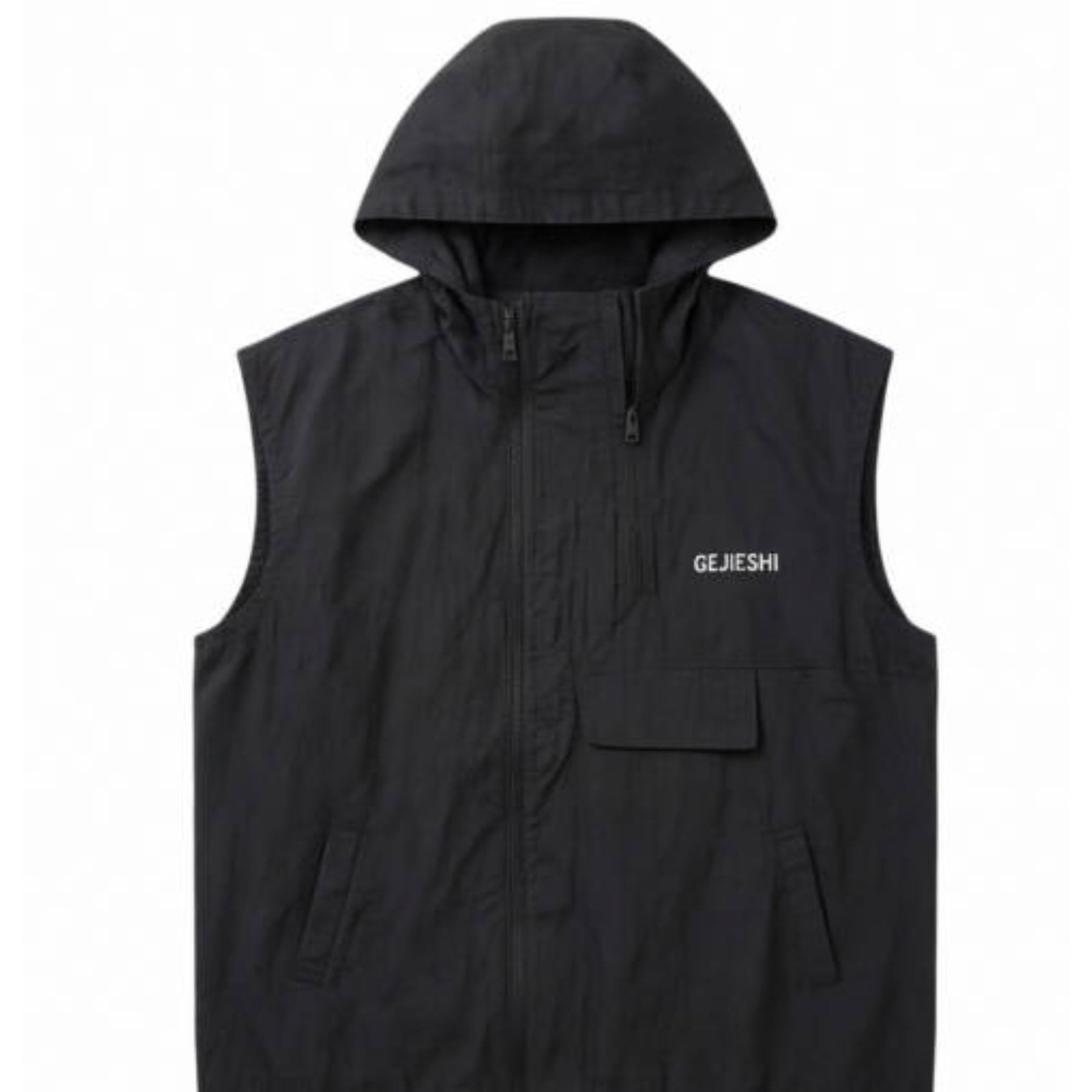 Men's Cycling Running Vest Sleeveless Jacket Windbreakers with Hood - Windproof, Breathable,Loose Big and Tall Size M-4XL Black