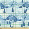 thumbnail image 2 of Ambesonne Northwoods Fabric by the Yard Upholstery, Snowy Fir Forest, 5 Yards, Pale Blue White Blue, 2 of 5