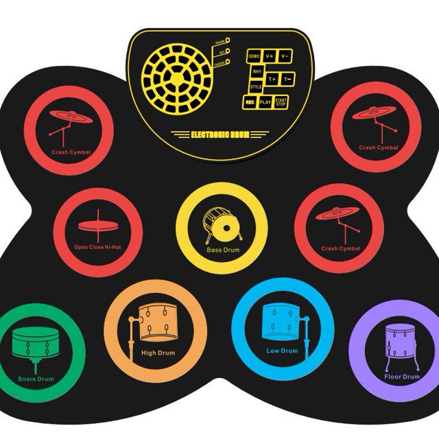 Vibrant Foldable Electronic Drum for Kids - Christmas Gift with Built-in Speaker & Rechargeable Lithium Battery, Safe Silicone Percussion Instrument for Developing Rhythm Skills (Color Version: Add
