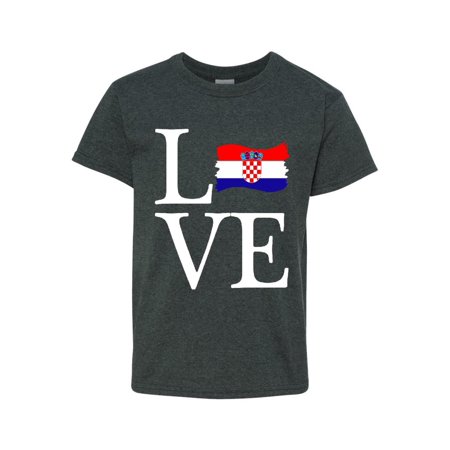 Love Croatia Flag Unisex Youth Kids T Shirt Tee