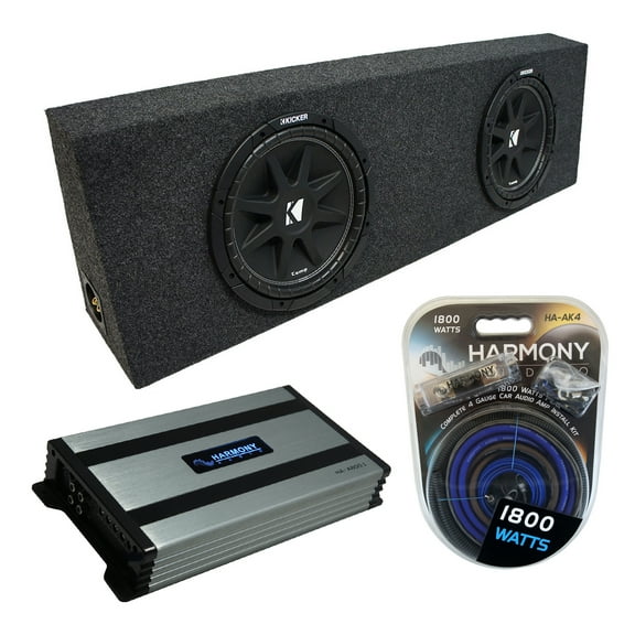 Harmony Accessory Master Kicker Comp C10 Dual 10" Sub Box Enclosure & HA-A800.1 Amp
