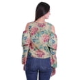 thumbnail image 4 of Moomaya Cold Shoulder Tops Shirts For Women Printed Casual Blouse Short Top, 4 of 4