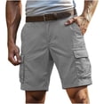 thumbnail image 2 of Guluxicc Cargo Shorts for Men Button Hiking Shorts Regular Fit Solid Color Summer Outdoor Work Casual Shorts with Pockets, 2 of 6