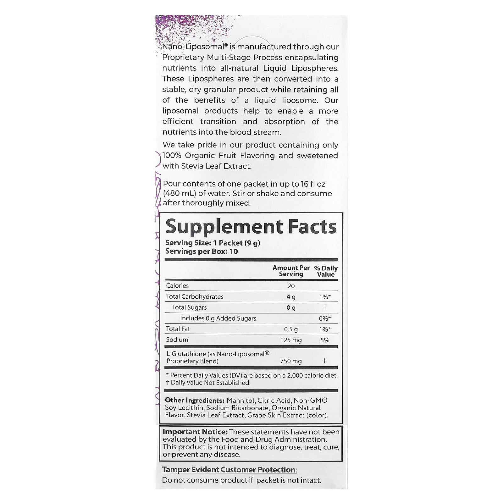 Aurora Nutrascience Nano-Liposomal, Glutathione, Liposomal Drink Mix, 10 Packets, 0.32 oz (9 g) Each - Walmart.com Aurora Nutrascience Nano-Liposomal, Glutathione, Liposomal Drink Mix, 10 Packets, 0.32 oz (9 g) Each - Walmart.com