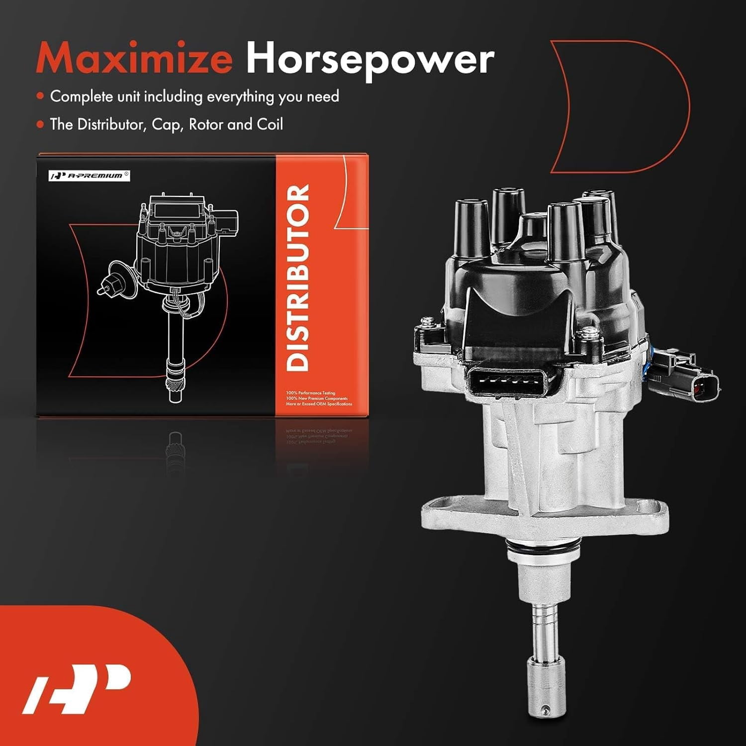 A-Premium Ignition Distributor with Cap and Rotor Compatible with Nissan Frontier 1998-2004 Xterra 2000-2004 Pickup 2005-2010 NP300 2009-2012 2.4L